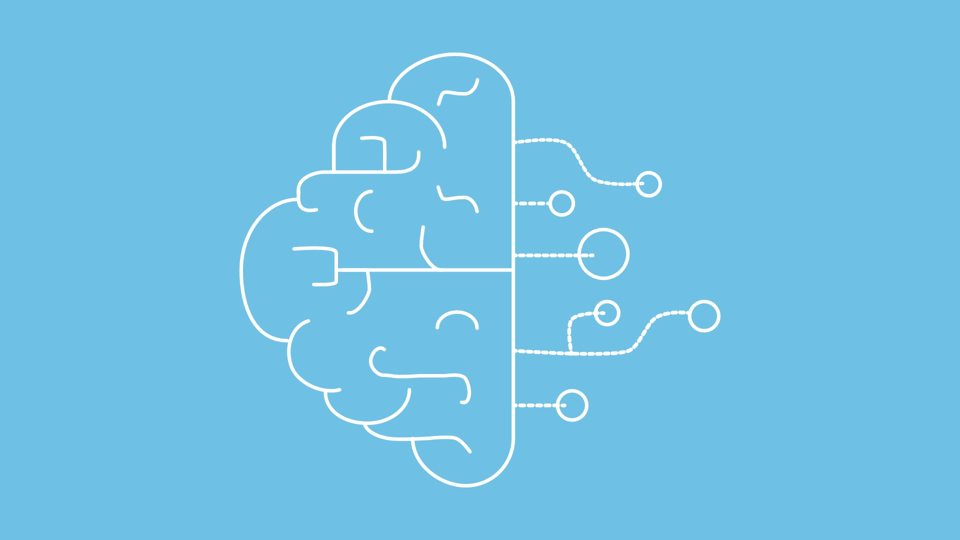 Ilustration of minimalistic brain on blue background