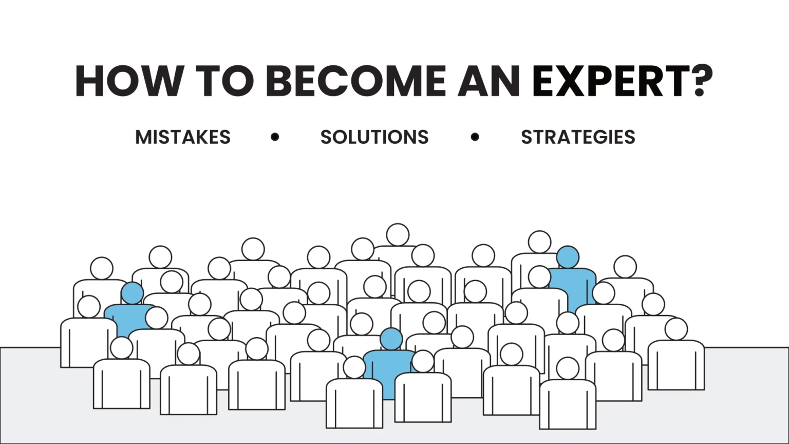 Illustration showing a crowd of people with a few highlighted individuals, symbolizing the journey of standing out and becoming an expert.